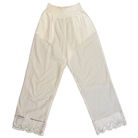 210. RAILS White Wide Leg Lightweight Lace Trim Henrik Pant $198 LIKE NEW Small - Picture 2 of 7